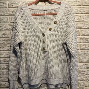 Chunky Knit Off White Sweater with Buttons